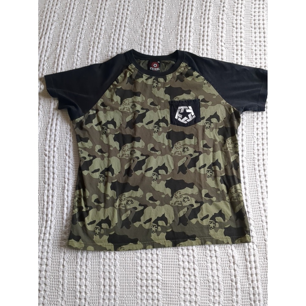 Tribal Gear Camo Short Sleeve T Shirt Streetwear Military Size XL Pullover